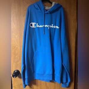Champion Men’s Bright Blue Crewneck Hoodie with Logo